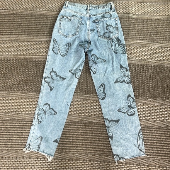 Pacsun - high rise straight medium wash with butterfly print - button fly - 25 - Picture 2 of 6